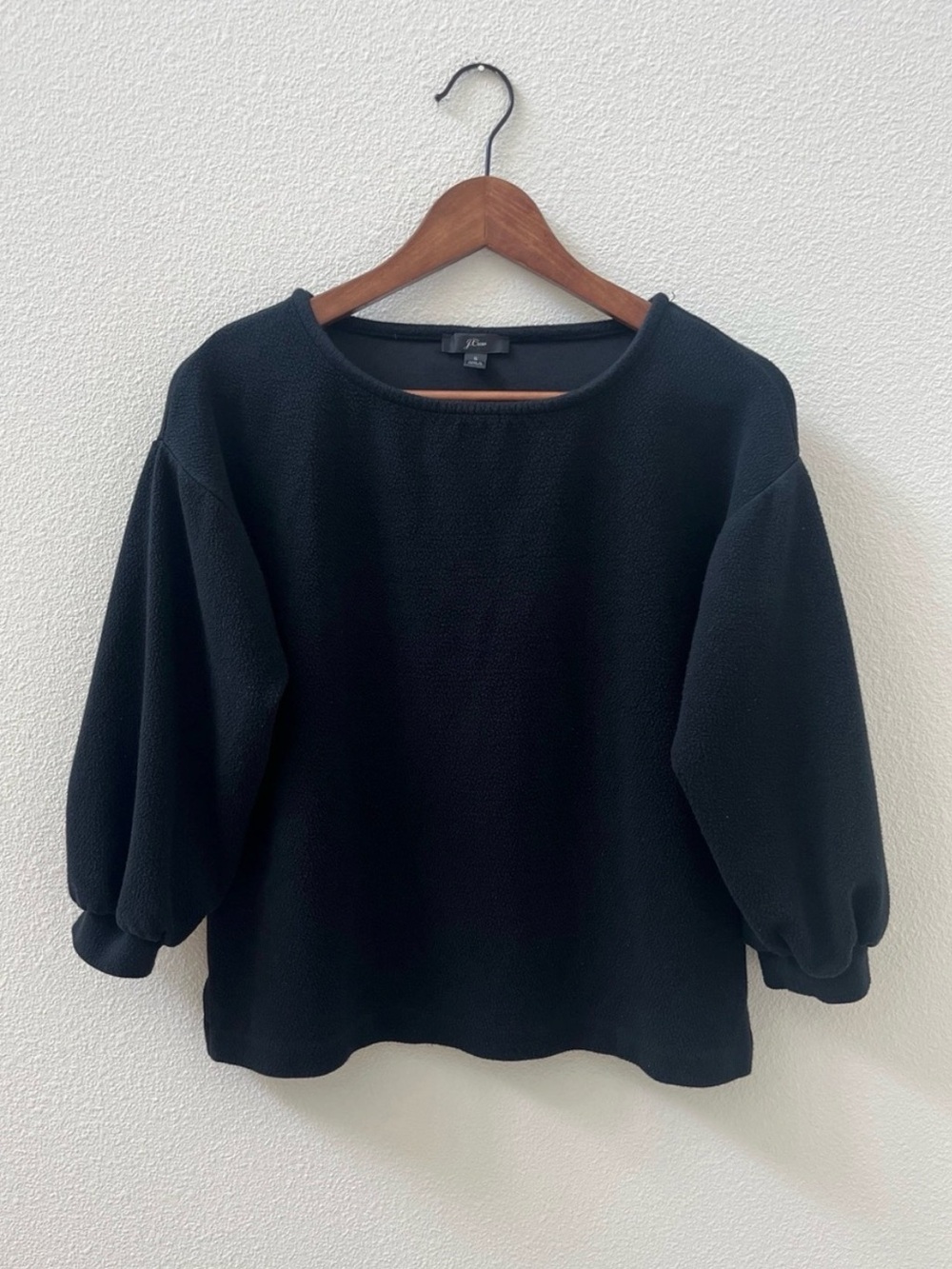 J. Crew Black Balloon-Sleeve Top